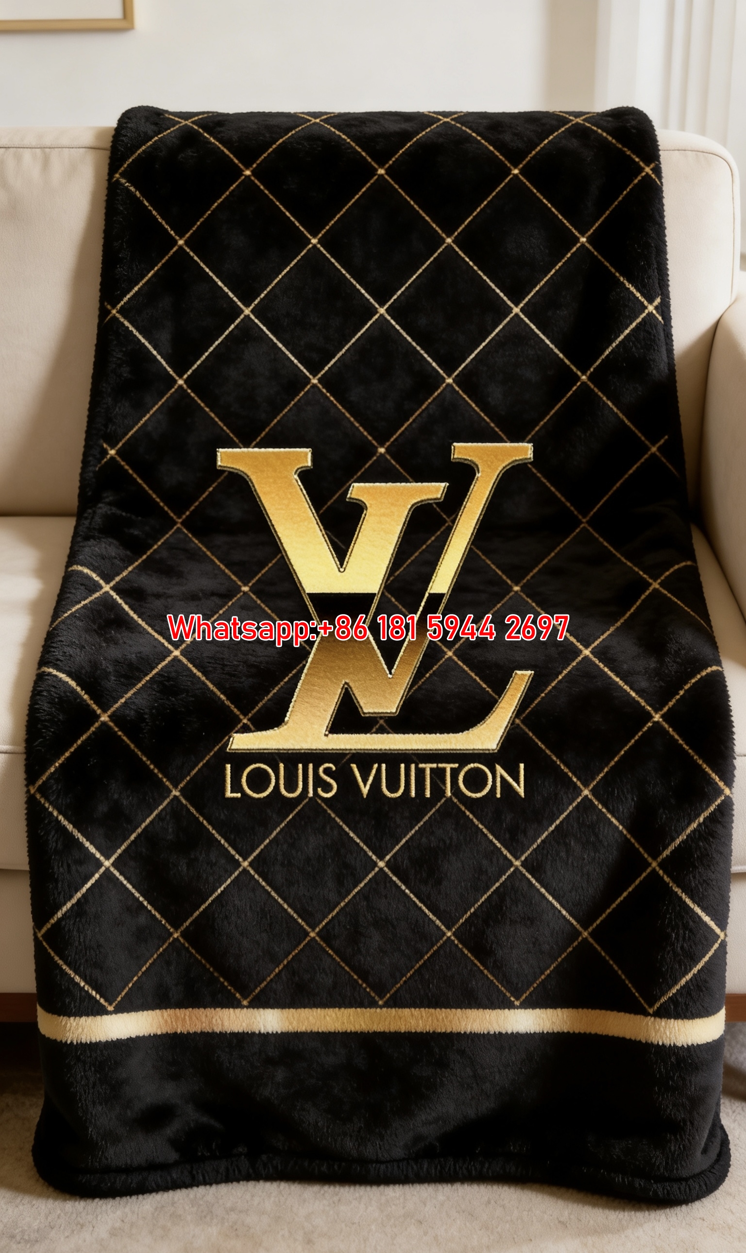 Metallic LV Monogram Blanket IMG_3153